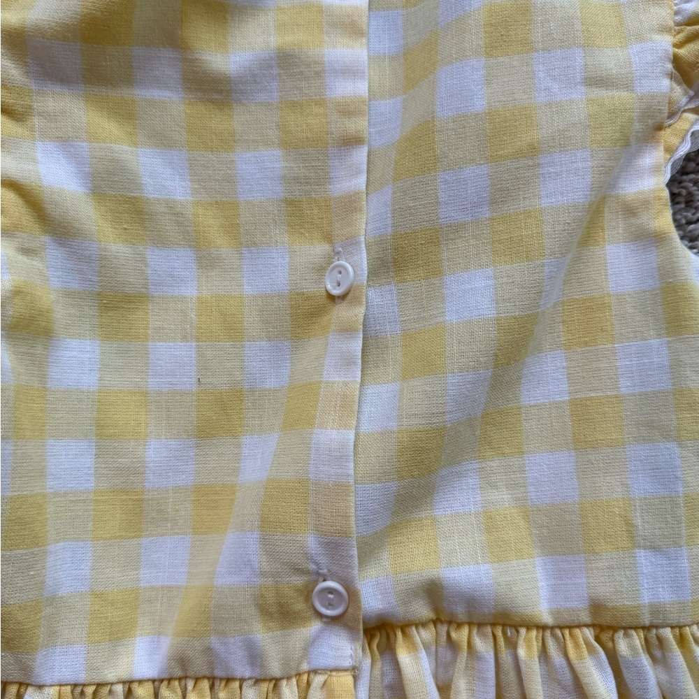 Girls sundress Yellow Plaid summer dress flutter short sleeve size 6 - Picture 9 of 9